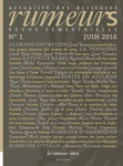 Revue Rumeurs n°1 (Revue Rumeurs Actualité des écritures)