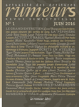 Revue Rumeurs n°1 Juin 2016 (Revue Rumeurs Actualité des écritures)